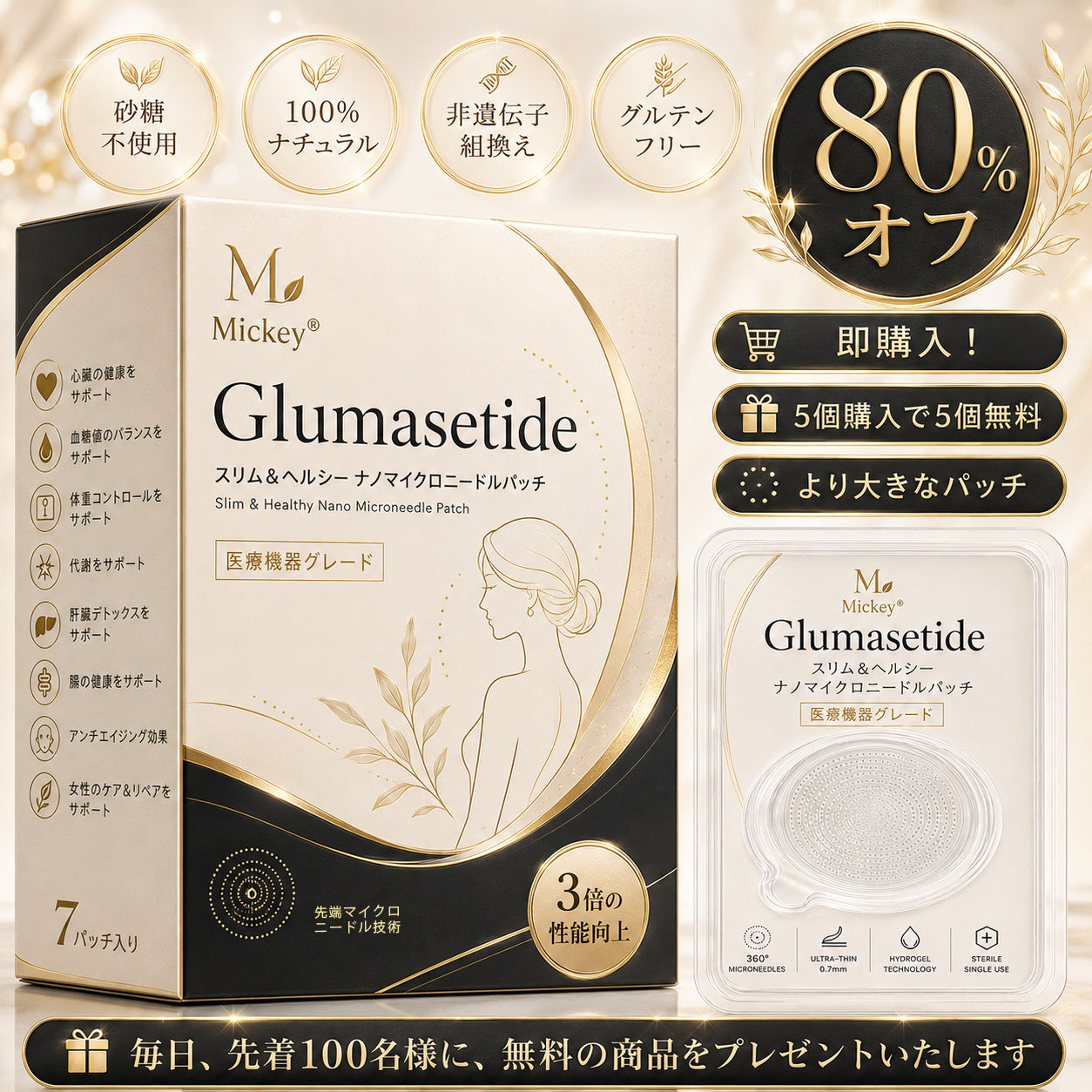 Mickey®＆NAD+ 8-in-1強化フォーミュラナノニードルパッチ – 肥満、たるんだ肌、糖尿病、睡眠時無呼吸、関節の問題、その他の健康上の悩みに対応👩‍⚕️👩‍⚕️👩‍⚕️